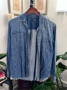 Lucky Brand Light Blue Denim Shirt Jacket with Collar